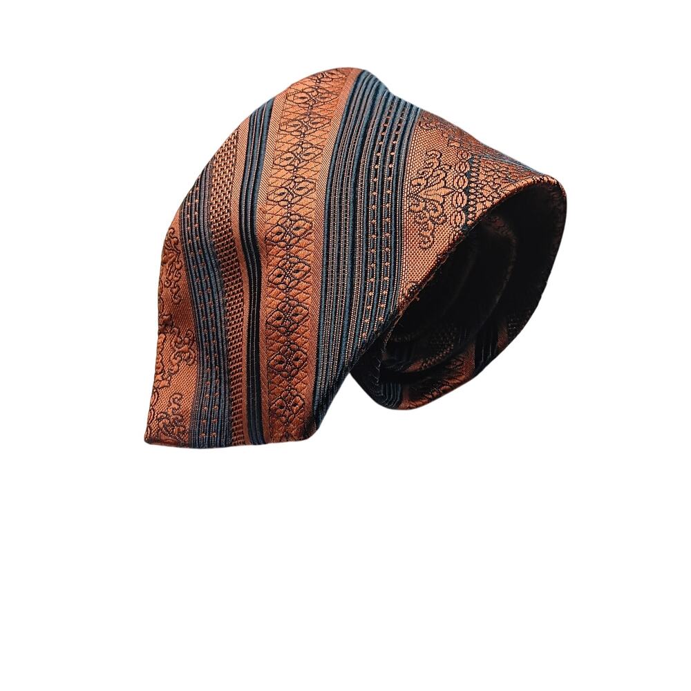 VTG 70s Colosseo di Roma Striped‎ Copper Tie